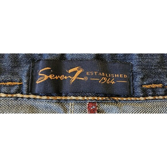 Seven 7 Embroidered Back Pockets Boot Cut Women’s Blue Denim Jeans Size 32"W - Picture 10 of 16